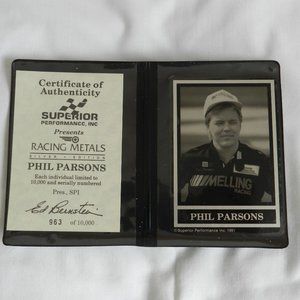 Superior Performance Racing Metal Card - 1991 Silver Ed.  Phil Parsons #963